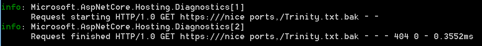 Microsoft AspNetCore Hosting log
