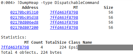 DumpHeap command output